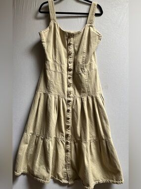 Kris Jeans Vintage Tiered Denim Pinafore Dress Made in Brazil Size L